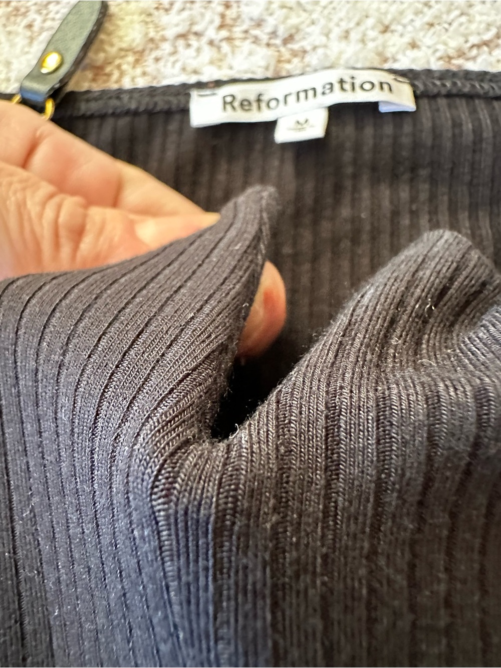 Reformation Black Ribbed Sculpting Tank Top Medium Double Layer Hourglass - Picture 4 of 7